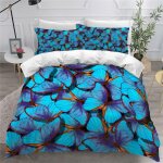 Parure de lit enfant x dm d imprim�� papillon housse de couette personne + taies d'oreillers x cm bleu ...