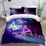 Parure de lit enfant x dm d imprim�� papillon housse de couette personne + taies d'oreillers x cm bleu ...
