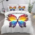 Parure de lit enfant x dm d imprim�� papillon housse de couette personne + taies d'oreillers x cm bleu ...