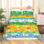 Parure de lit feelyou cat queen pour enfants, housse de couette mignonne pour gar�ons et filles, equipement ...