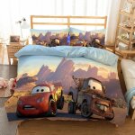 Parure de lit flash mcqueen, housse de couette cars, linge de lit pour garcon , cadeau en lin pour enfants, ...
