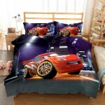 Parure de lit flash mcqueen, housse de couette cars, linge de lit pour garcon , cadeau en lin pour enfants, ...