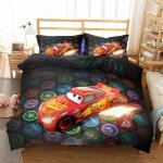 Parure de lit flash mcqueen, housse de couette cars, linge de lit pour garcon , cadeau en lin pour enfants, ...