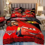 Parure de lit flash mcqueen rouge, parure de lit cars de dessin anime pour chambre d'enfant, housse de ...