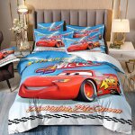 Parure de lit flash mcqueen rouge, parure de lit cars de dessin anime pour chambre d'enfant, housse de ...