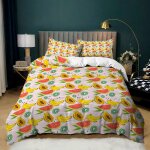 Parure de lit fleurs et fruits avec housse de couette et taies d'oreiller assorties, 120 fils au pouce ...