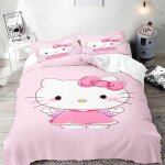 Parure de lit hello kitty avec housse de couette et housse de couette 3d pour enfants