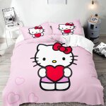 Parure de lit hello kitty avec housse de couette et housse de couette 3d pour enfants
