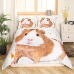 Parure de lit homewish avec motif cochon d'inde, housse de couette super king size marron et blanc, parure ...