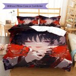 Parure de lit avec housse de couette et 2 taies d'oreiller motif personnage d'anime - motif rouge et ...