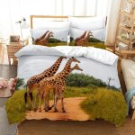 Parure de lit avec housse de couette 3d motif animaux africains, girafe et coucher de soleil, couvre ...