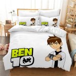 Parure de lit avec housse de couette et imprime dessin anime ben 10, cadeau d'anniversaire pour jeunes ...