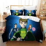 Parure de lit avec housse de couette et imprime dessin anime ben 10, cadeau d'anniversaire pour jeunes ...