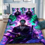 Parure de lit avec housse de couette et imprime num�rique 3d pirate d. luffy, cadeau id�al pour fille ...