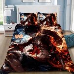 Parure de lit avec housse de couette et imprime num�rique 3d pirate d. luffy, cadeau id�al pour fille ...