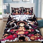 Parure de lit avec housse de couette et imprime num�rique 3d pirate d. luffy, cadeau id�al pour fille ...