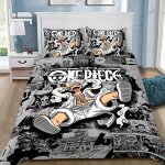 Parure de lit avec housse de couette et imprime num�rique 3d pirate d. luffy, cadeau id�al pour fille ...