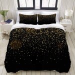Parure de lit avec housse de couette en microfibre, particules de champagne golden glitter sparkle bubbles, ...