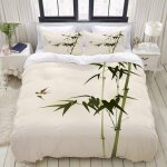 Parure de lit avec housse de couette en microfibre, peinture de style oriental branches de bambou, sets ...