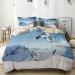 Parure de lit avec housse de couette en microfibre, snowboard jumping en haute montagne, housse de couette ...
