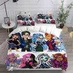 Parure de lit avec housse de couette et motif de dessin anime monster high en 3d, impression numérique, ... Parure de lit avec housse de couette et motif de dessin anime monster high en 3d, impression numérique, ...