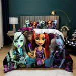 Parure de lit avec housse de couette et motif de dessin anime monster high en 3d, impression numérique, ... Parure de lit avec housse de couette et motif de dessin anime monster high en 3d, impression numérique, ...