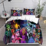Parure de lit avec housse de couette et motif de dessin anime monster high en 3d, impression numérique, ... Parure de lit avec housse de couette et motif de dessin anime monster high en 3d, impression numérique, ...