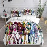 Parure de lit avec housse de couette et motif de dessin anime monster high en 3d, impression numérique, ... Parure de lit avec housse de couette et motif de dessin anime monster high en 3d, impression numérique, ...