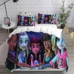 Parure de lit avec housse de couette et motif de dessin anime monster high en 3d, impression num�rique, ...
