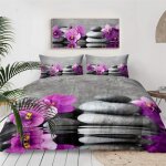 Parure de lit d avec housse de couette et housse de couette motif jardin zen x cm