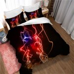 Parure de lit avec housse de couette et taies d'oreiller assorties, motif dj musical, en polycoton teint� ...