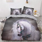 Parure de lit avec housse de couette et taie d'oreiller, pour enfants, motif d chevaux sauvages, f, x ...