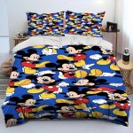 Parure de lit avec housse de couette et taie d'oreiller mickey minnie mouse, jolie parure de lit pour ...