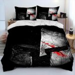 Parure de lit avec housse de couette et taie d'oreiller, motif chevalier, templier, crois�, king size ...