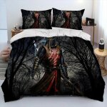 Parure de lit avec housse de couette et taie d'oreiller, motif chevalier, templier, crois�, king size ...