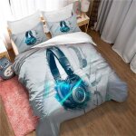 Parure de lit avec housse de couette et taie d'oreiller, motif cyan, pour enfant, garçon, jeune, simple, ... Parure de lit avec housse de couette et taie d'oreiller, motif cyan, pour enfant, garçon, jeune, simple, ...