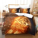 Parure de lit d avec housse de couette et taies d'oreiller motif lion pi��ces avec fermeture ��clair ...