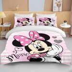 Parure de lit avec housse de couette et taie d'oreiller motif minnie mouse, 2 / 3 pieces, pour lit double ...