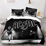 Parure de lit avec housse de couette et taies d'oreiller, motif musical ac / dc australien, pour lit ...