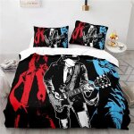 Parure de lit avec housse de couette et taies d'oreiller, motif musical ac / dc australien, pour lit ...