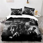 Parure de lit avec housse de couette et taies d'oreiller, motif musical ac / dc australien, pour lit ...