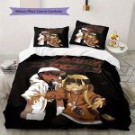 Parure de lit avec housse de couette et taie d'oreiller, motif personnages de rap battle anime, decoration ...