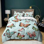 Parure de lit avec housse de couette x cm, papillon d avec fermeture ��clair et taies d'oreiller (motif ...
