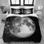 Parure de lit housse de couette xcm lune noire et blanche et ciel ��toil�� ensemble de de couette pi��ces ...