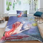 Parure de lit hypoallerg�nique la petite sir�ne - princesse animee - lit double : 1 housse de couette ...