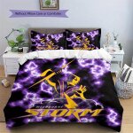 Parure de lit avec imprime de logo de personnage d'arme de l'�quipe melbourne storm sur fond violet, ...