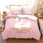 Parure de lit imprim�e en 3d avec housse de couette et motif princesse cygne pour enfants, motif dessin ...