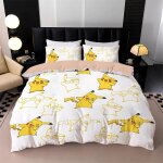 Parure de lit imprimee en 3d p - pokemon, housse de couette et taie d'oreiller, motif dessin anime p ...