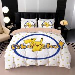 Parure de lit imprimee en 3d p - pokemon, housse de couette et taie d'oreiller, motif dessin anime p ...