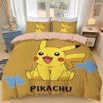 Parure de lit imprimee en 3d p - pokemon, housse de couette et taie d'oreiller, motif dessin anime p ...
